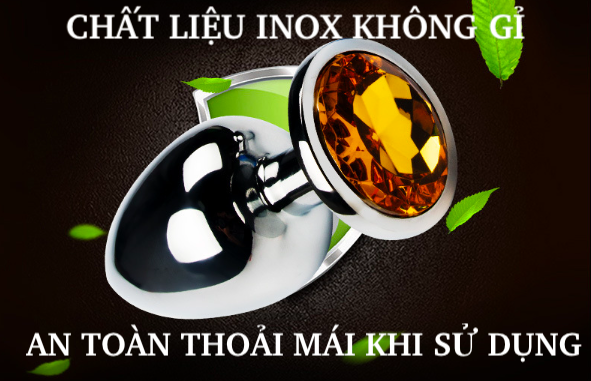 Phích cắm hậu môn inox bạc đính đá nhỏ 2.8cm kích thích khoái cảm