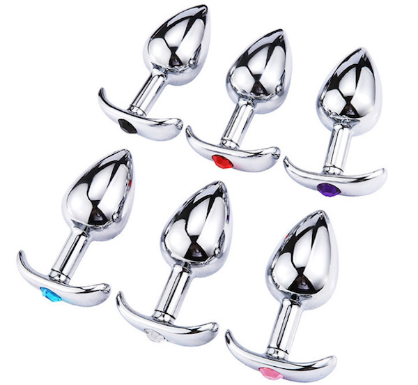 Phích inox cắm hậu môn đính đá size vừa 3.4cm butt plugs Anal Toy