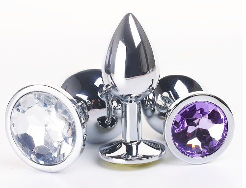 Phích cắm hậu môn inox bạc đính đá nhỏ 2.8cm kích thích khoái cảm