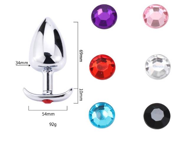 Phích inox cắm hậu môn đính đá size vừa 3.4cm butt plugs Anal Toy
