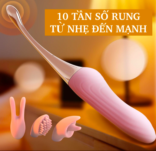 Thanh Rung Massage 2 Đầu Jiuai Tanchun - Tặng Kèm 3 Đầu Phụ Đa Năng