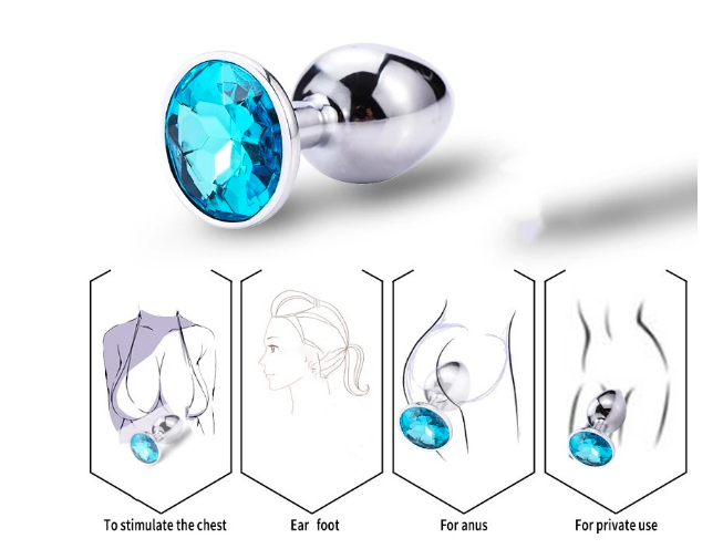 Phích inox cắm hậu môn bạc đính đá nhỏ 2.8cm đẹp hot