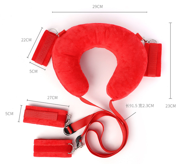 Bộ trói tay chân cổ gối chữ U đệm bông cao cấp BDSM