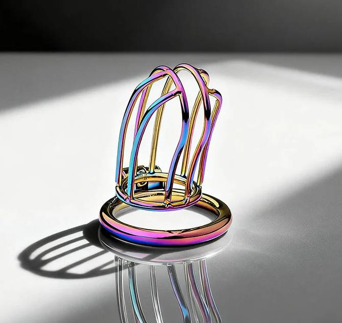 Khóa Dương Vật Kim Loại Mạ Ánh Đa Sắc BDSM Cao Cấp Chính Hãng