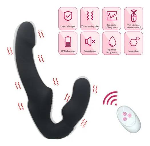 Dương Vật Giả 2 Đầu Điều Khiển Từ Xa Yunman Rung Mạnh Strap On Dildo Cho Les
