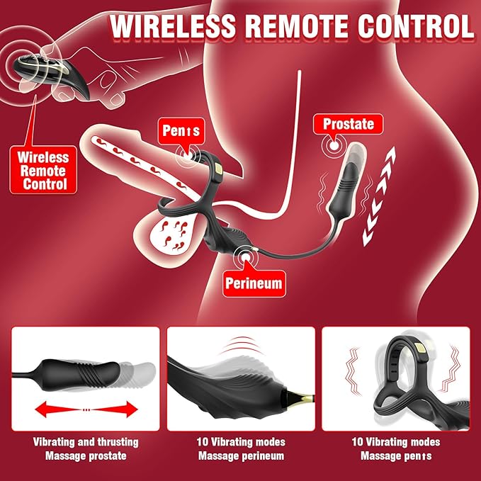 Vòng đeo dương vật kết hợp dụng cụ anal plug rung thụt massage hậu môn Lord of the Rings III