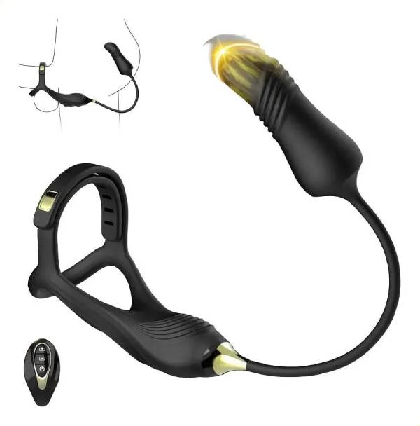 Vòng đeo dương vật kết hợp dụng cụ anal plug rung thụt massage hậu môn Lord of the Rings III