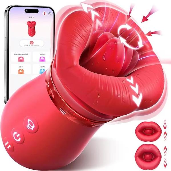 Máy massage âm vật Sovokn lưỡi liếm rung hút xoay đa chế độ điều khiển qua app