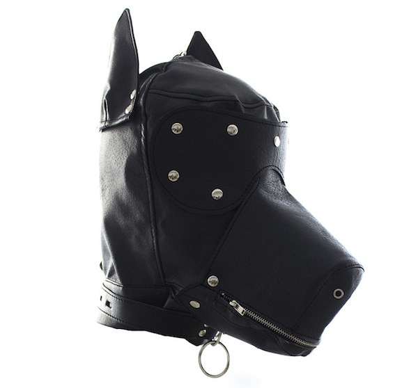 Mặt Nạ Đầu Sói BDSM Da PU Đen Khóa Miệng Kích Thích Mạnh