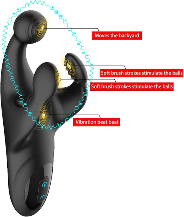 Máy massage dương vật và tinh hoàn Black Trident