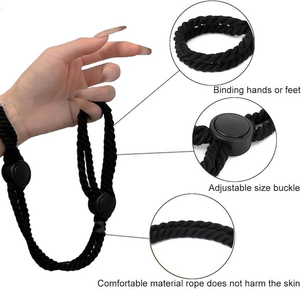 Dây trói tay chân bạo dâm có khóa điều chỉnh đồ chơi SM