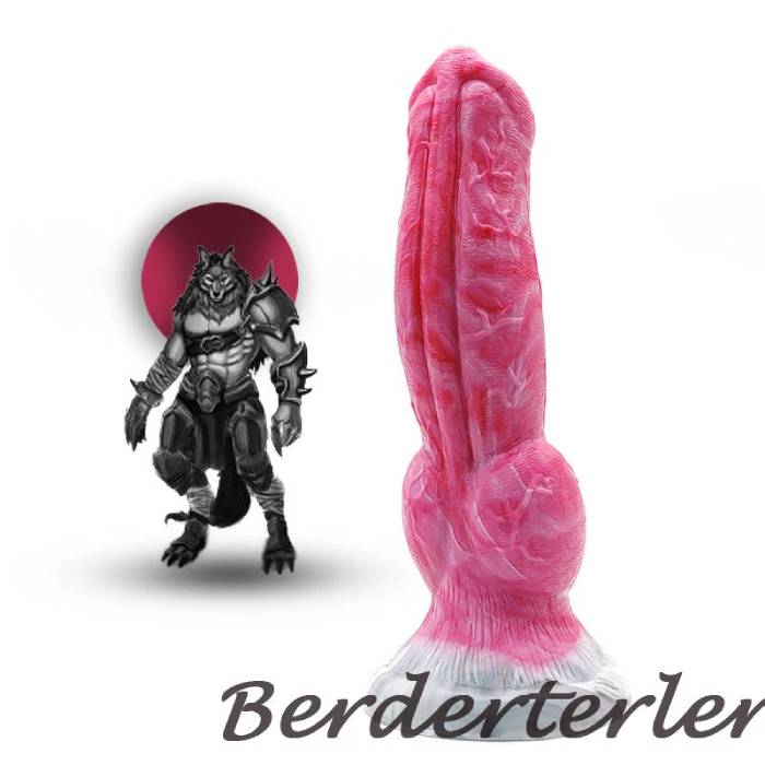 Dương Vật Giả Kiểu Chó Sói Knot Silicone Cong Lớn Có Đế Hít Tường Cao Cấp