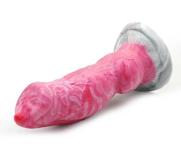 Dương Vật Giả Kiểu Chó Sói Knot Silicone Cong Lớn Có Đế Hít Tường Cao Cấp