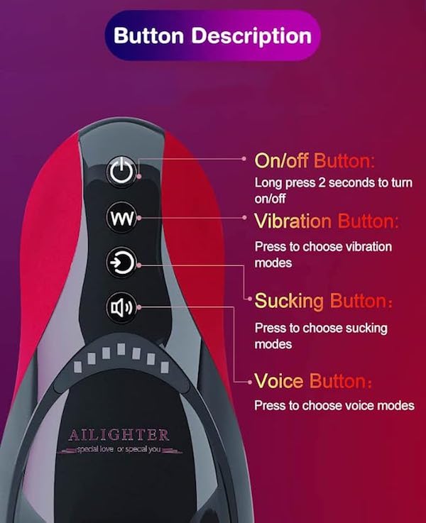 Máy thủ dâm Ailighter Elite Fiery Red Lips miệng giả thông minh mô phỏng oral sex