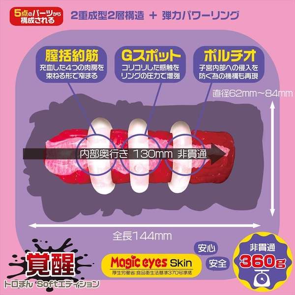 Magic Eyes Lustful Gimmick Awakening Toroman Onahole Âm Đạo Giả Trong Suốt 3 Vòng Tăng Lực