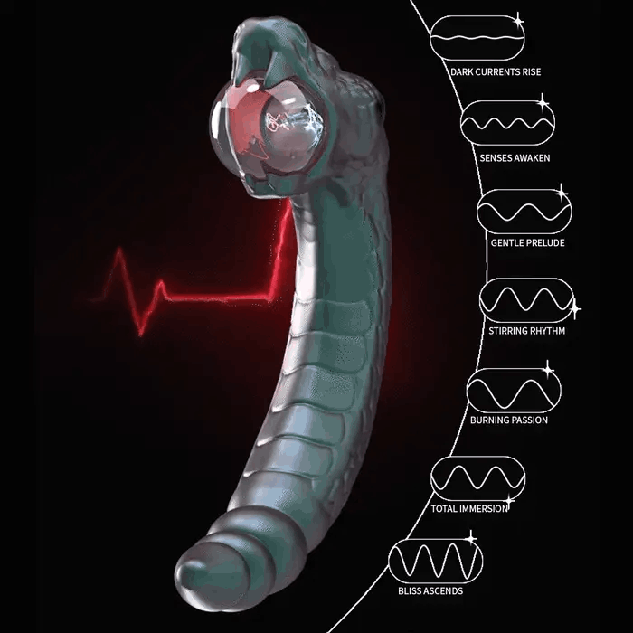 Dương vật giả Blush Temptasia hình đầu rắn rung kép ánh sáng tia điện