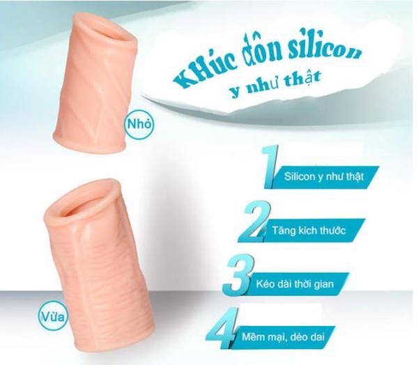 Bộ đôi bao cao su đôn dên khúc giữa silicon siêu mềm tăng kích thước dương vật
