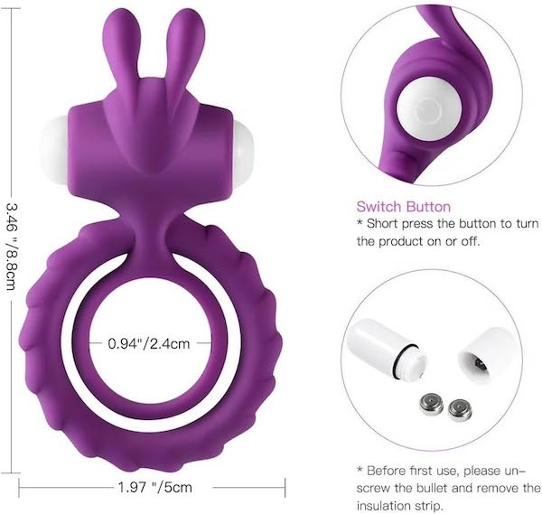 Vòng Rung Tai Thỏ Love Moment Oh! Rabbit – Vòng Đeo Dương Vật Tăng Khoái Cảm Chống Xts