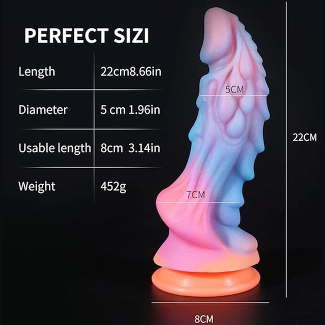 Dildo Fantasy Elfo Rồng Phát Sáng Có Đế Hít Tường – Dương Vật Giả Silicon Cao Cấp Kích Thích Điểm G & P