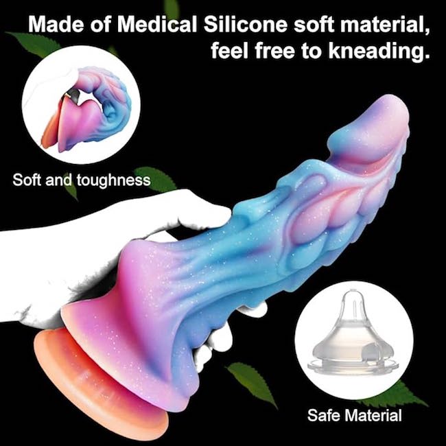 Dildo Fantasy Elfo Rồng Phát Sáng Có Đế Hít Tường – Dương Vật Giả Silicon Cao Cấp Kích Thích Điểm G & P