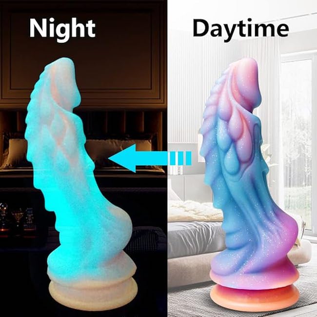 Dildo Fantasy Elfo Rồng Phát Sáng Có Đế Hít Tường – Dương Vật Giả Silicon Cao Cấp Kích Thích Điểm G & P