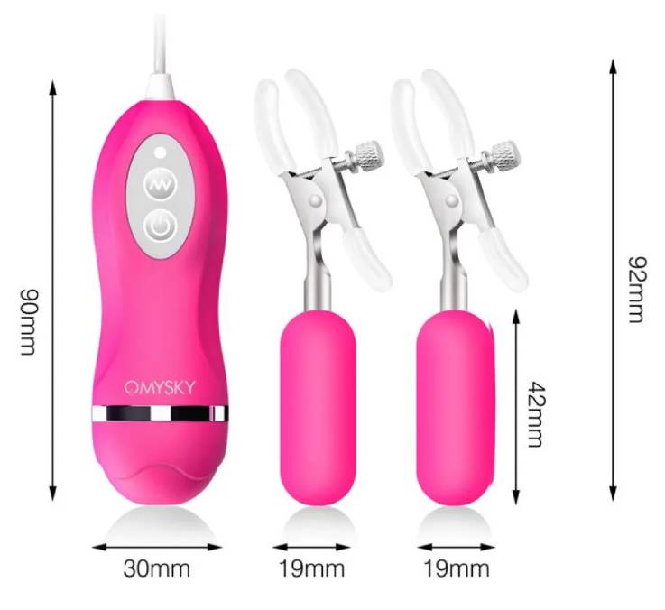 Bộ kẹp núm vú đầu ti Omysky kèm trứng rung kích thích ngực nhũ hoa và âm vật