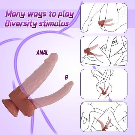 Dương Vật Giả 2 Đầu YEAIN Double Dildo 8 Inch Có Đế Hít Tường