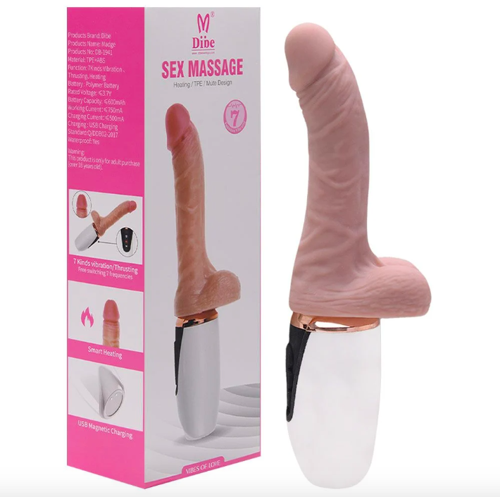 Dương vật giả Dibe Madge rung thụt tỏa nhiệt sạc USB siêu mềm mại Dương vật giả Dibe Madge rung thụt tỏa nhiệt sạc USB siêu mềm mại