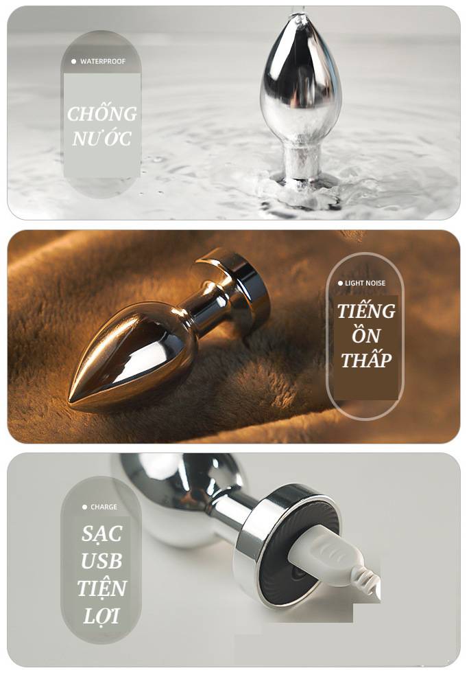 Phích Cắm Hậu Môn Inox Rung Sốc Điện Remote Từ Xa Jiuuy Cao Cấp Chính Hãng