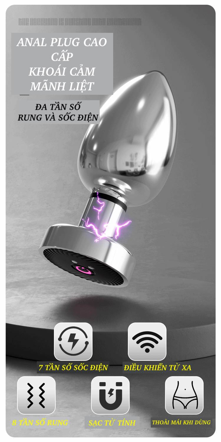 Phích Cắm Hậu Môn Inox Rung Sốc Điện Remote Từ Xa Jiuuy Cao Cấp Chính Hãng