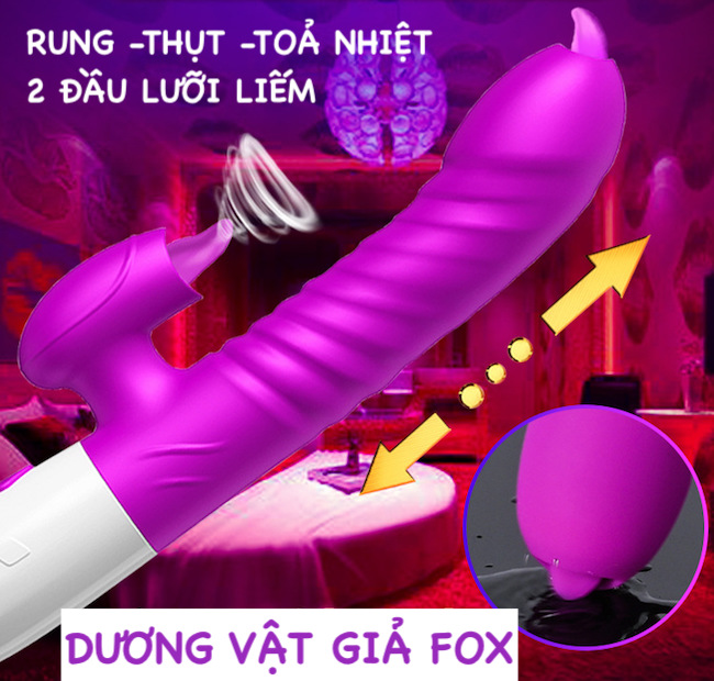 Dương Vật Giả Fox Rung Thụt Sưởi Ấm 2 Đầu Liếm Siêu Phê