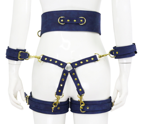 Bộ thắt lưng khóa tay đùi da PU đỏ bạo dâm kích thích BDSM