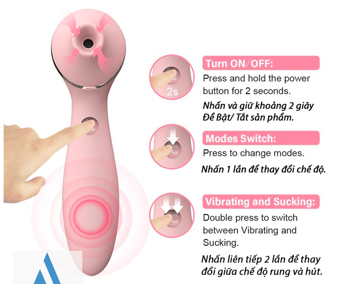 Máy massage vùng kín KISTOY POLLY PLUS 2 đầu rung hút cực mạnh