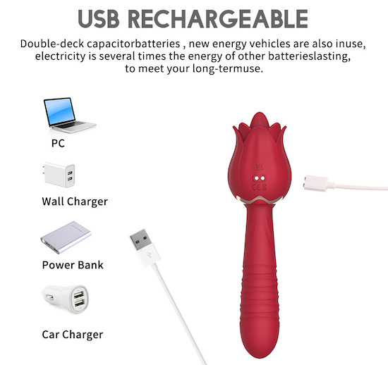 Dương Vật Giả 2 Đầu Rung Thụt Lưỡi Liếm Hình Hoa Hồng Silicon