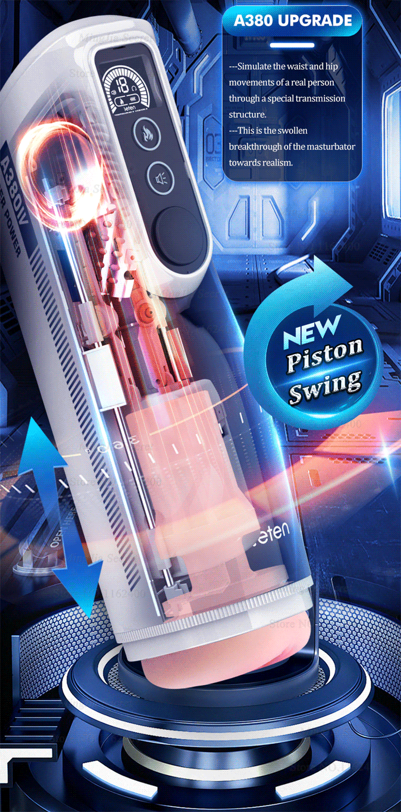 Âm đạo giả đa năng Leten A380 male Masturbator 10 chế độ bú mút