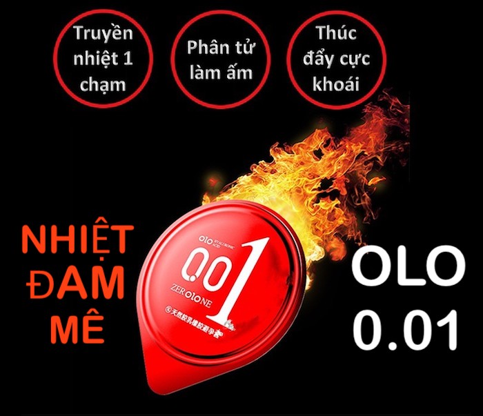 Bao cao su Olo thin 0.01 đỏ siêu mỏng gân gai hộp 10c tăng khoái cảm