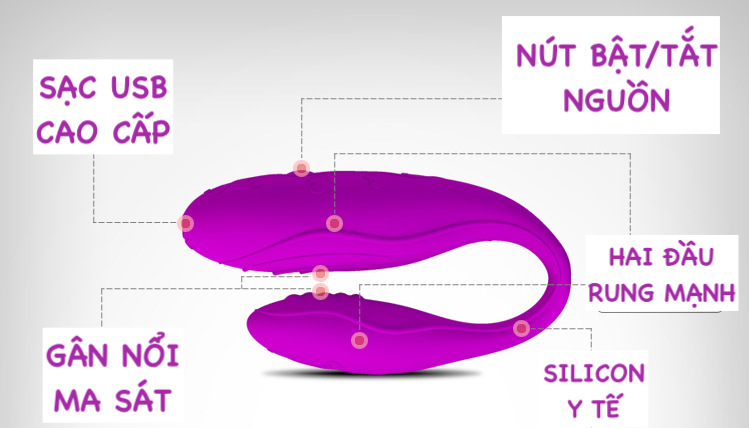 Trứng rung 2 đầu Pretty Love Indulgence – Massage điểm G, không dây, kích thích sướng mê