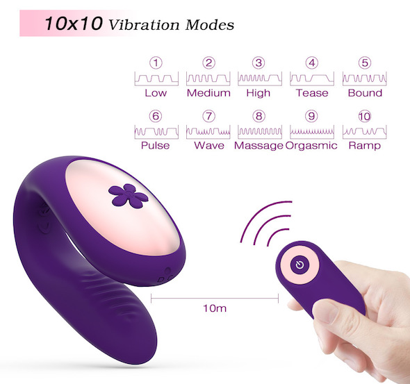 Máy massage âm đạo rung 2 đầu EasyToys điều khiển từ xa silicon an toàn