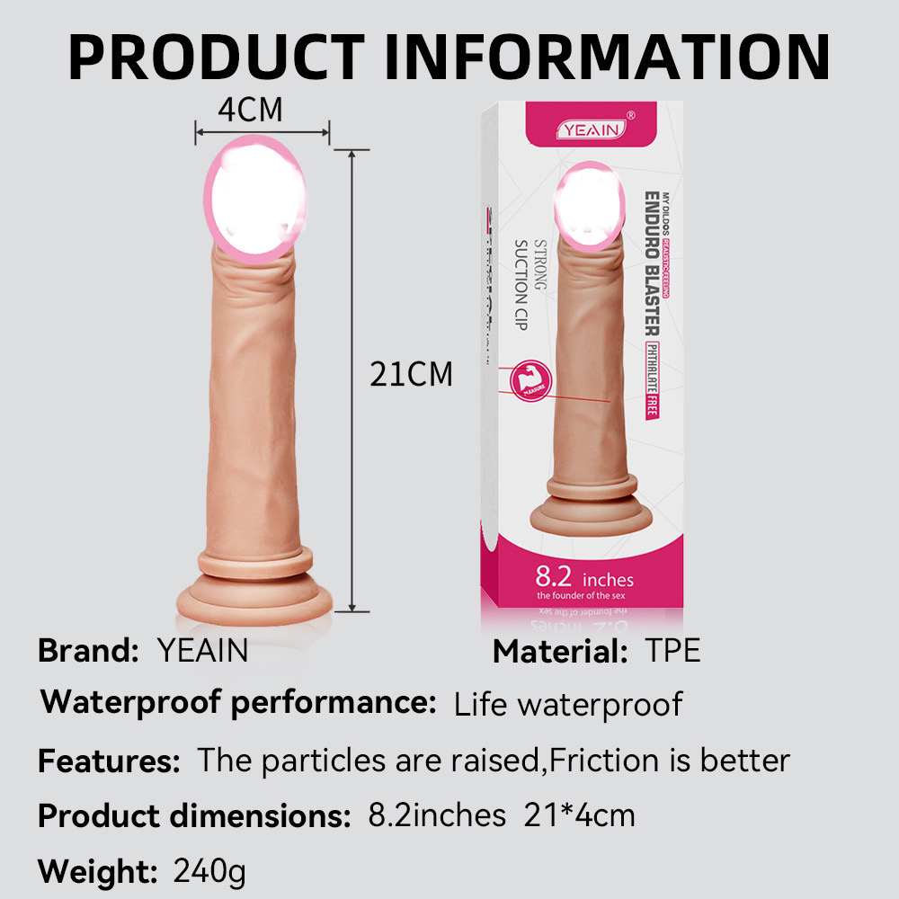 Dương vật giả dính tường gân nổi Yeain Hồng 8.2 silicon an toàn kích thích