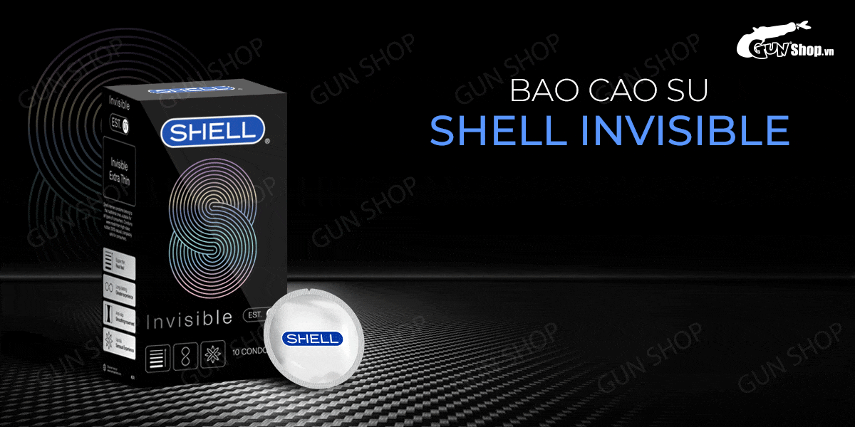  Bán Bao cao su Shell Invisible - Siêu mỏng chống tuột kéo dài thời gian - Hộp 10 cái giá rẻ
