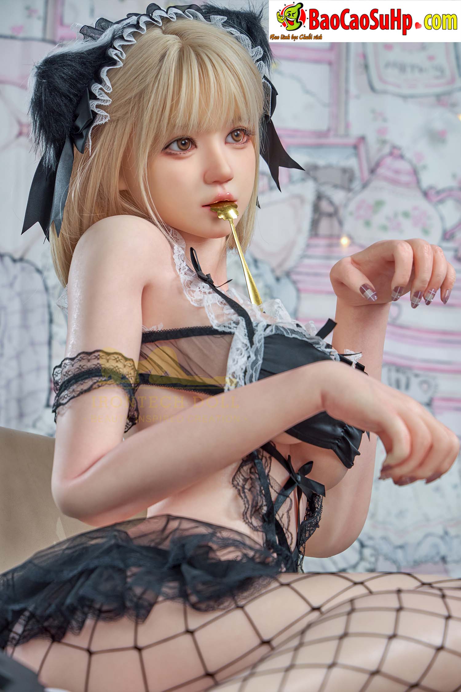 Bup be tinh duc Full Silicone Anime Maid Sex Doll 161cm T3 Yami Neko Meido 13