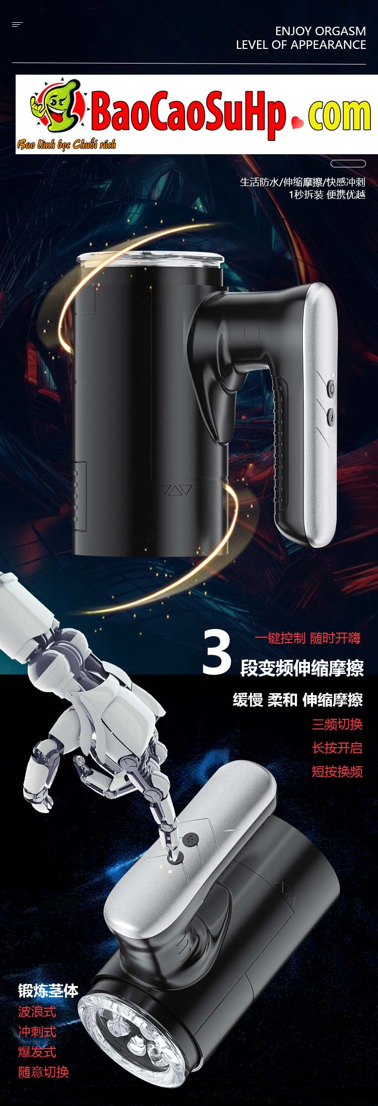 Cốc thủ dâm tự động Black Mark thụt lên xuống nhỏ gọn mạnh mẽ RC-015 - ảnh giới thiệu 6