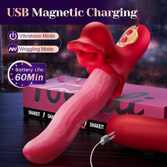 Dương vật giả Lưỡi rung ngoáy siêu mềm Tongue Stick Toendi APP