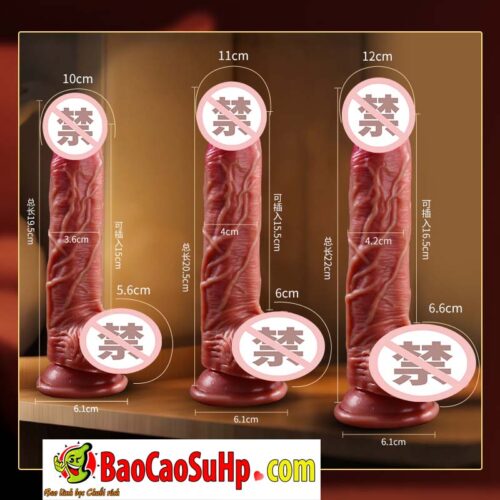 Dương vật giả Mizzzee Hessius Silicone gân nổi 3D mềm mại: Liquid Silicone cao cấp, đế hít chắc.