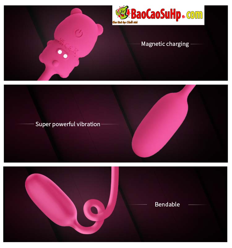 Trứng rung Prettylove Silicone Gấu Olson BI-300141 - kiểu dáng mềm dài