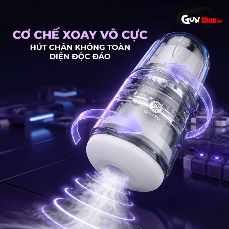 Âm đạo giả Galaku Cannon rung hút chân không xoay vô cực kết nối app điện thoại