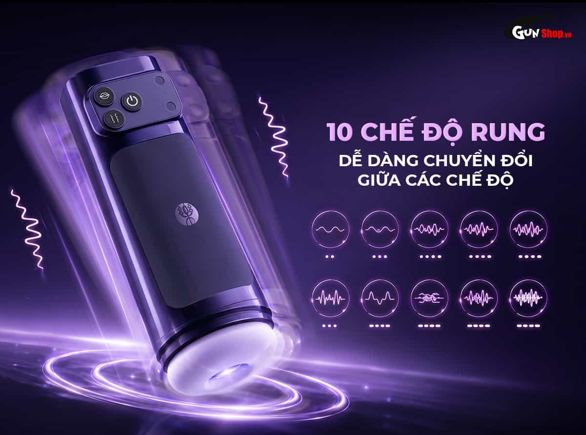 Galaku Sucking Cup 2in1 màu tím than có 10 chế độ rung