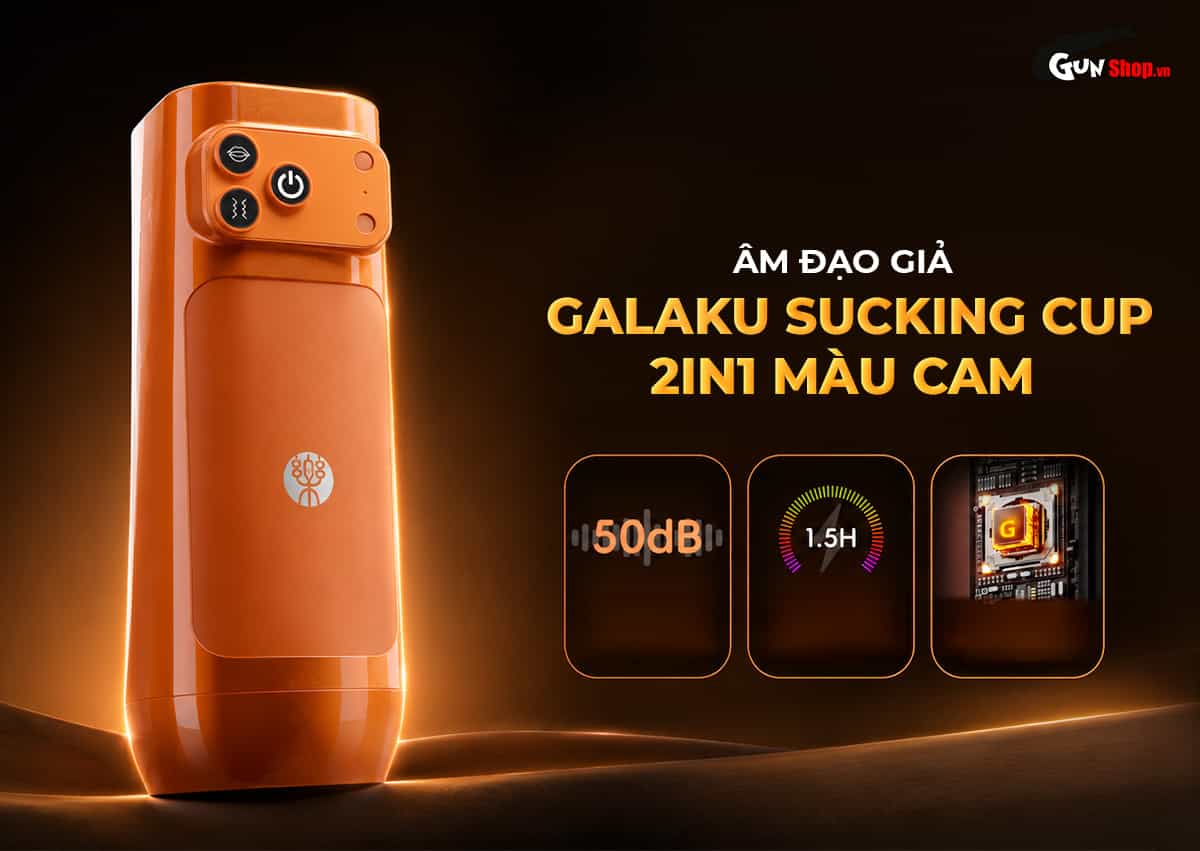 Cốc âm đạo giả Galaku Sucking Cup 2in1 màu cam âm đạo giả rung hút kết hợp