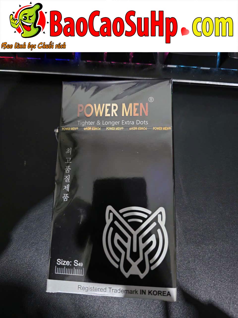 Bao cao su Ôm sát Tăng khoái cảm PowerMen Tighter &amp; Longer &amp; Dotted size 49mm