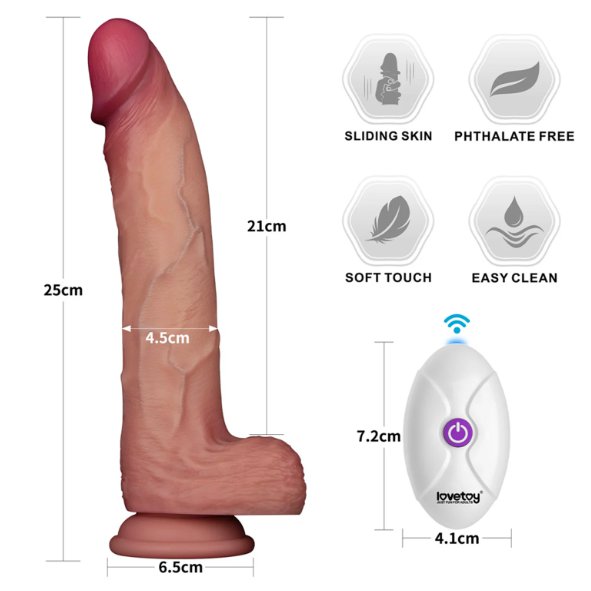Lovetoy Sliding Skin Pro II 10 inch có rung điều khiển từ xa kích thước khủng